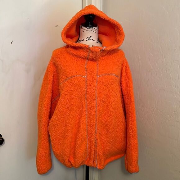 Urban Outfitters Out From Under Orange Fleece Hooded Jacket - Picture 1 of 11